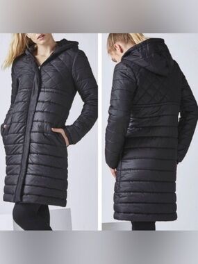 Fabletics Lucca Black Longline Hooded Puffer Coat XXL Warm  Oversized Gorpcore